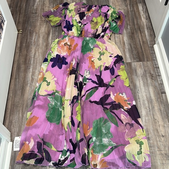 ASOS Pleated Floral Flutter Short Sleeve Midi Dress NEW 6 - Picture 9 of 10